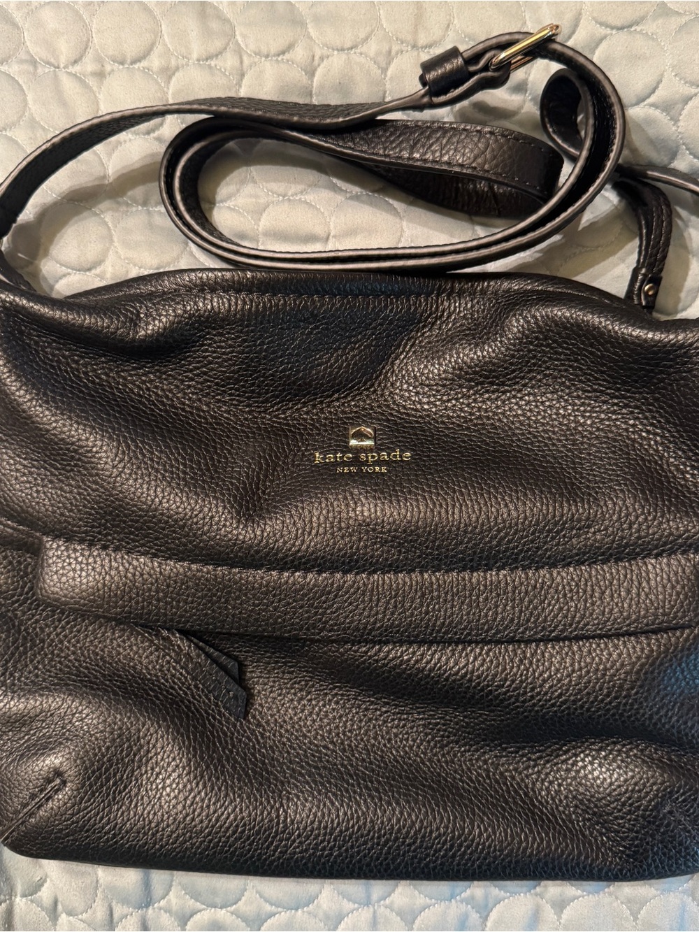 kate spade Black Pebbled Leather Crossbody with Gold Logo